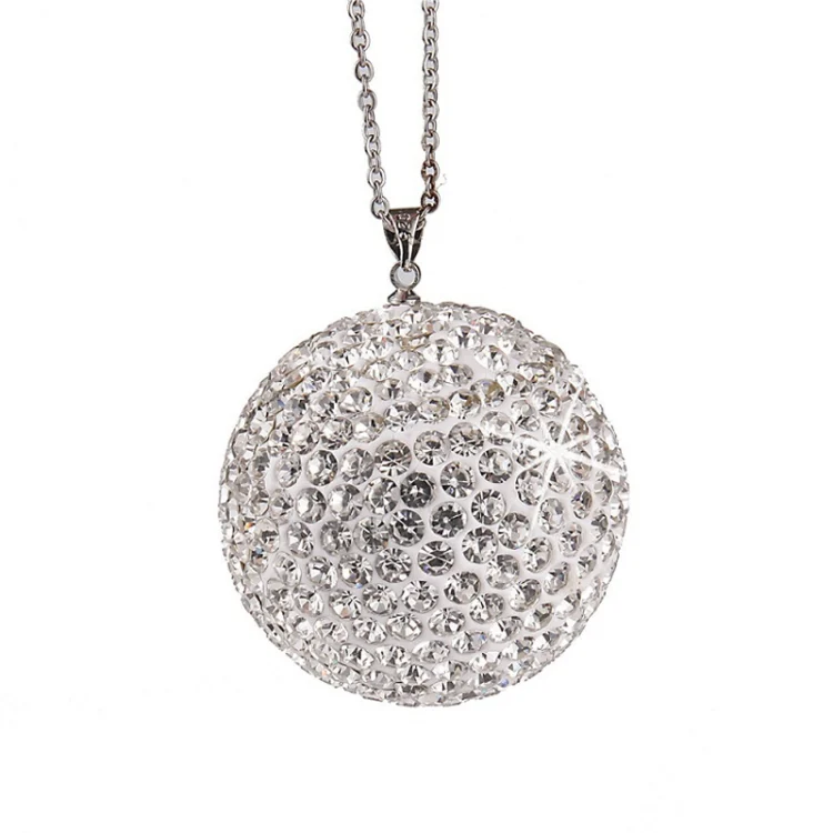 Car Diamond Crystal Ball Rearview Mirror Decoration Pendant