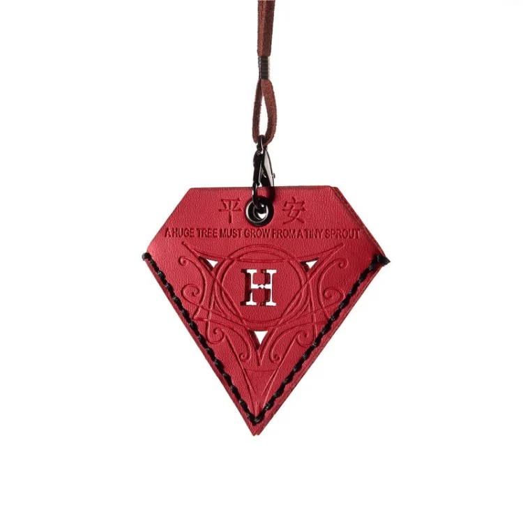 TBD0603366101A_1.webp Car Pendant Triangular Ping An Charm Bag Leather Rearview Mirror Ornament - Image 6