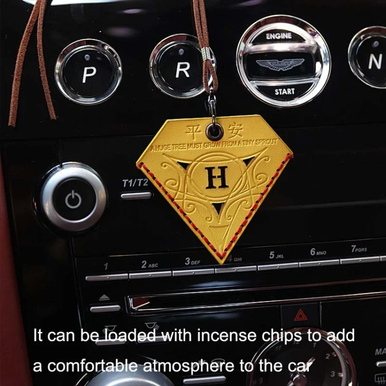 TBD0603366101_B2.webp Car Pendant Triangular Ping An Charm Bag Leather Rearview Mirror Ornament - Image 3