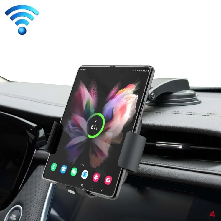 For Samsung Galaxy Z Fold4 / 3 S10 Folding Screen Mobile Phone Vehicle Bracket Dual Coil Wireless Charger