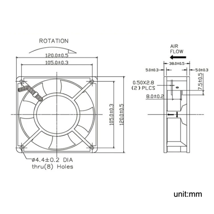 TBD0603555903_B2.webp Cooling Fan 12cm Cabinet Power Distribution Cabinet Shaft - Image 3