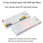 Ajazz K870T 87-Key Hot Swap Bluetooth/Wired Dual Mode RGB Backlight Office Game Mechanical Keyboard - Image 7