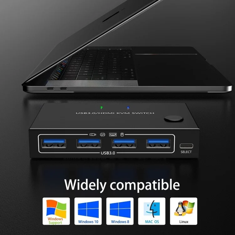 TBD06036183_B4.webp KC-KVM201A 2 In 1 Out 4K 60HZ HDMI KVM Switching USB3.0 Shared Computer Shaped Printer U Disk - Image 5