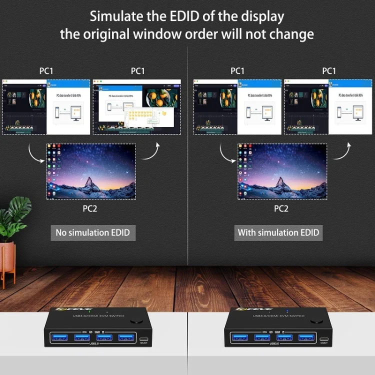 TBD06036183_B5.webp KC-KVM201A 2 In 1 Out 4K 60HZ HDMI KVM Switching USB3.0 Shared Computer Shaped Printer U Disk - Image 6