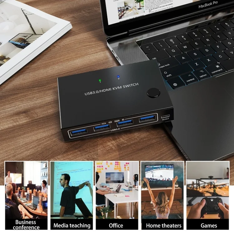 TBD06036183_B6.webp KC-KVM201A 2 In 1 Out 4K 60HZ HDMI KVM Switching USB3.0 Shared Computer Shaped Printer U Disk - Image 7