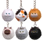 Round Little Tiger Cat Keychain Cartoon Key Ring Ornament - Image 2