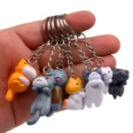 6pcs/set Cat Cartoon Key Chain Car Key Ring Couple Bag Pendant - Image 3