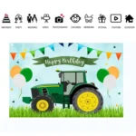 Tractor Theme Birthday Backdrop Boy Farm Happy Birthday Background Party Decorations - Image 2