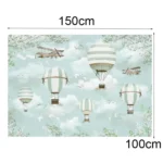 1.5m X 1m Cartoon Airplane Hot Air Balloon Theme Birthday Background Cloth Photography Decoration Backdrop - Image 2