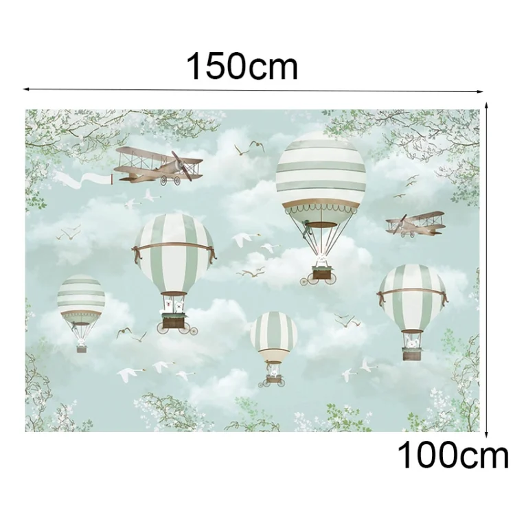 TBD06036953_1.webp 1.5m X 1m Cartoon Airplane Hot Air Balloon Theme Birthday Background Cloth Photography Decoration Backdrop - Image 2