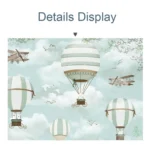 1.5m X 1m Cartoon Airplane Hot Air Balloon Theme Birthday Background Cloth Photography Decoration Backdrop - Image 3