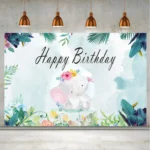 150x100cm Cartoon Cute Elephant Birthday Theme Party Decoration Photography Background Cloth