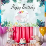 150x100cm Cartoon Cute Elephant Birthday Theme Party Decoration Photography Background Cloth - Image 2