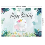 150x100cm Cartoon Cute Elephant Birthday Theme Party Decoration Photography Background Cloth - Image 3