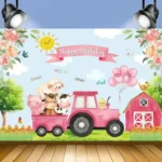 150 x 100cm Farm Animal Truck Backdrop Boy Happy Birthday Background Party Decorations