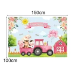 150 x 100cm Farm Animal Truck Backdrop Boy Happy Birthday Background Party Decorations - Image 3