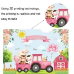 150 x 100cm Farm Animal Truck Backdrop Boy Happy Birthday Background Party Decorations - Image 4