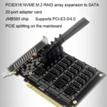 PCIEX16 NVME M.2 RAID Array Expansion SATA 20 Port Transfer Card - Image 3