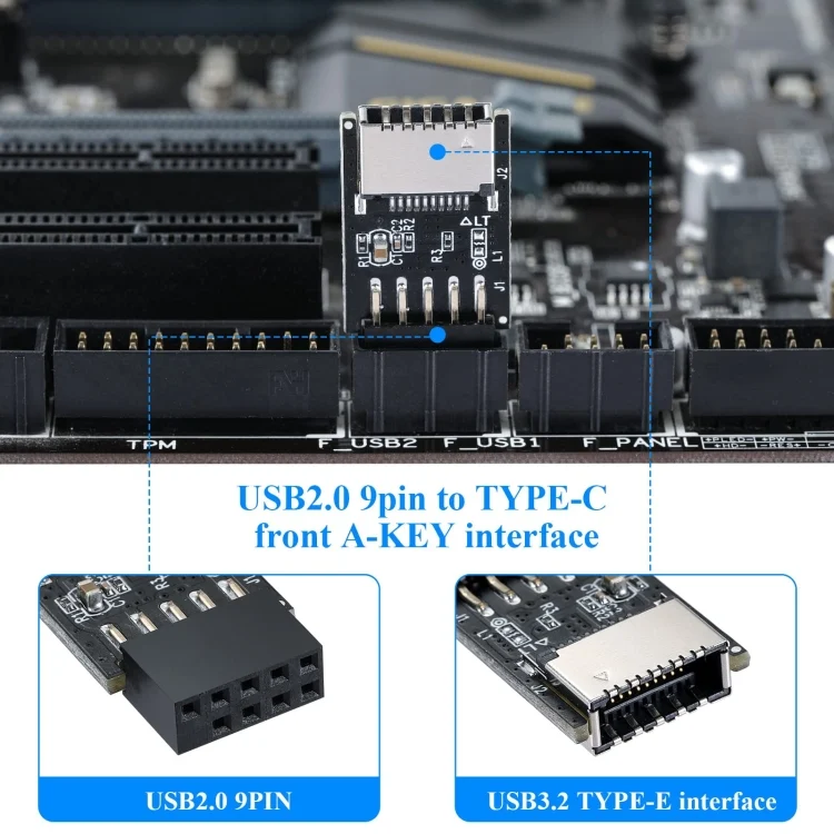 TBD06037335_5.webp USB 2.0 Front Panel Header USB 9pin To USB 2.0 Type-E Internal Adapter - Image 6