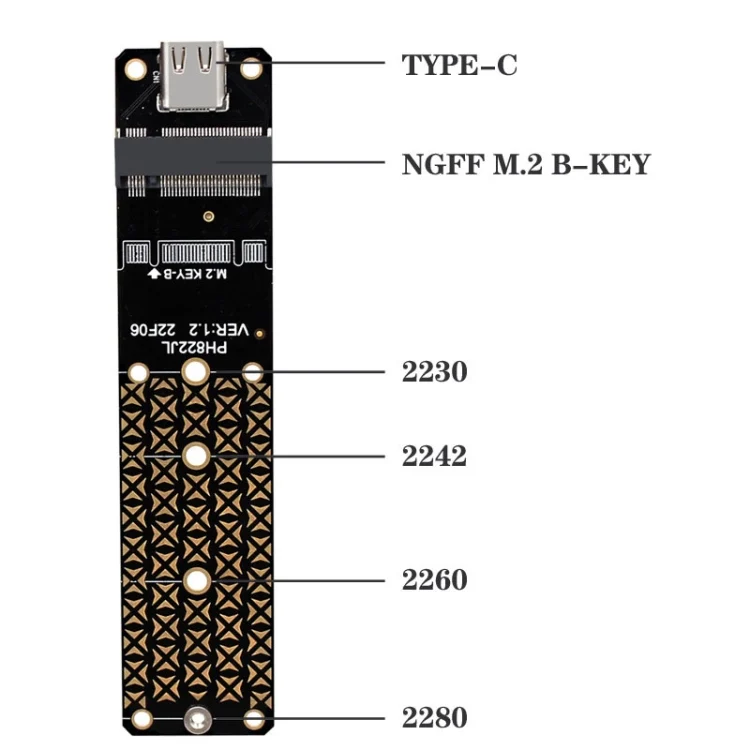 TBD06037377_B2.webp NGFF M.2 Bkey SATA Hard Disk SSD To USB3.1 Type-C / USB-C Expansion Card Conversion Board - Image 3