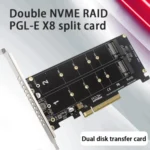 PCI-E X8 Double Disk Transfer Card NVME M.2 MKEY SSD RAID Array Expansion Adapter - Image 2