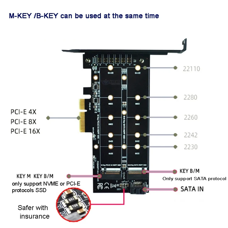 TBD06037459_5.webp M.2 PCIe SSD Adapter Card PCIE 4x to M.2 Key M B Dual Interface Card - Image 6