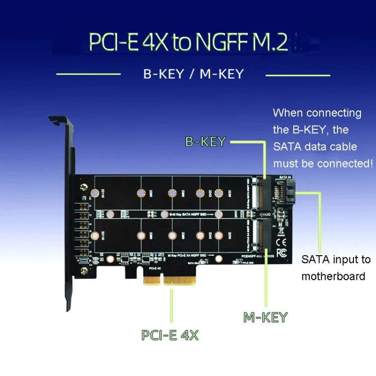 TBD06037459_6.webp M.2 PCIe SSD Adapter Card PCIE 4x to M.2 Key M B Dual Interface Card - Image 7