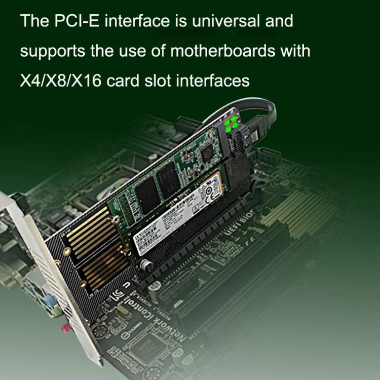 TBD06037501_B4.webp M.2 NVME NGFF SSD To PCIE SATA Dual Disk Conversion Expansion Card Supports MKEY BKEY Wiring - Image 5
