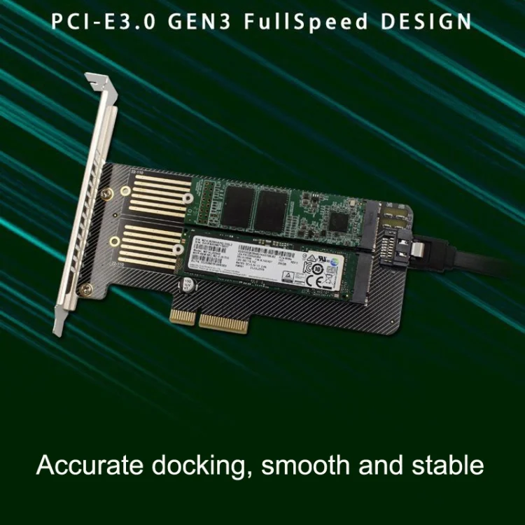 TBD06037501_B5.webp M.2 NVME NGFF SSD To PCIE SATA Dual Disk Conversion Expansion Card Supports MKEY BKEY Wiring - Image 6