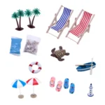 Mini Beach Set Miniature Model Ornament Summer Ocean Simulation Scene Photo Decoration Props