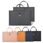 Elastic Button Laptop Waterproof PU Handbag - Image 2
