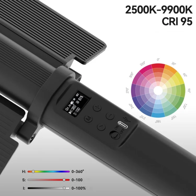 TBD06037661_5.webp 24W 72 LEDs Handheld Full-color RGB Stick Light Photography Light with Barndoor - Image 6