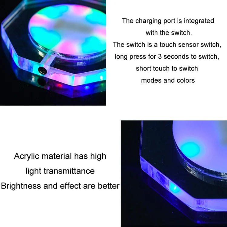 TBD06037915_B2.webp USB Charging LED Light Up Acrylic Coaster Transparent Crystal Base - Image 3