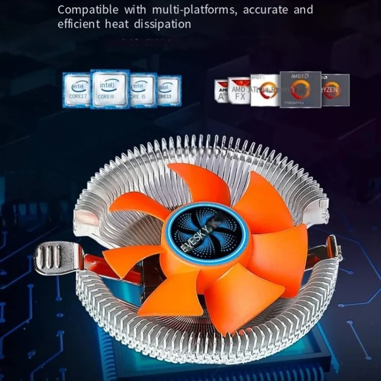 TBD06038163_6.webp EVESKY  Desktop Computer CPU Fan 1155 775 AMD Universal Mute Down Pressure CPU Radiator - Image 7