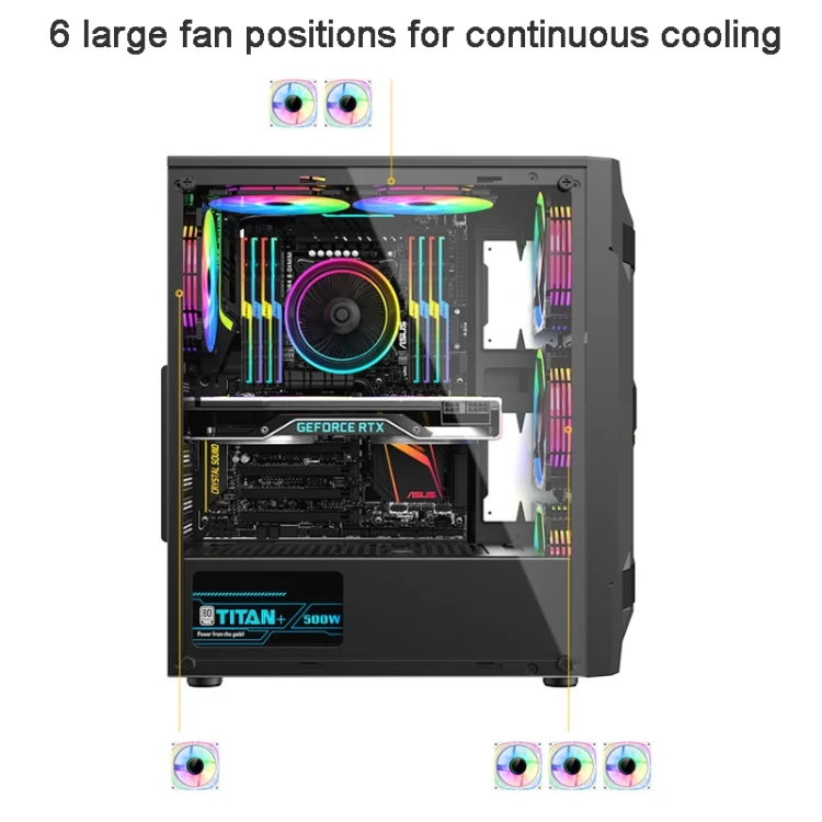 TBD06038165_B5.webp EVESKY Acrylic Side Transparent ATX Computer Case With 6 Fans Position And USB 3.0 Interface - Image 6