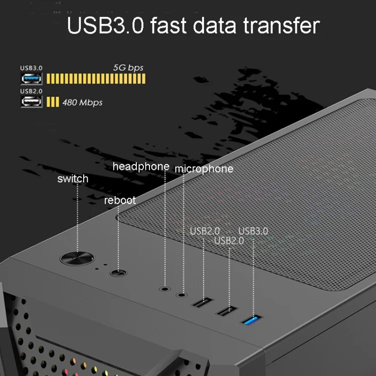 TBD06038165_B9.webp EVESKY Acrylic Side Transparent ATX Computer Case With 6 Fans Position And USB 3.0 Interface - Image 10