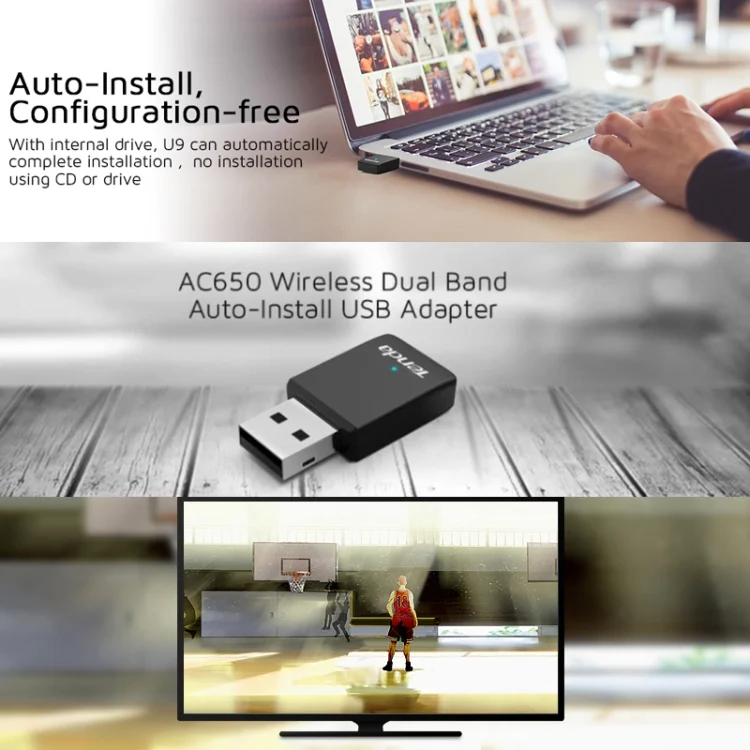 TBD06039832_5.webp Tenda U9 650Mbs Drive-Free USB Wireless Network Card 5G Dual Band Desktop Laptop WiFi Receiver - Image 6
