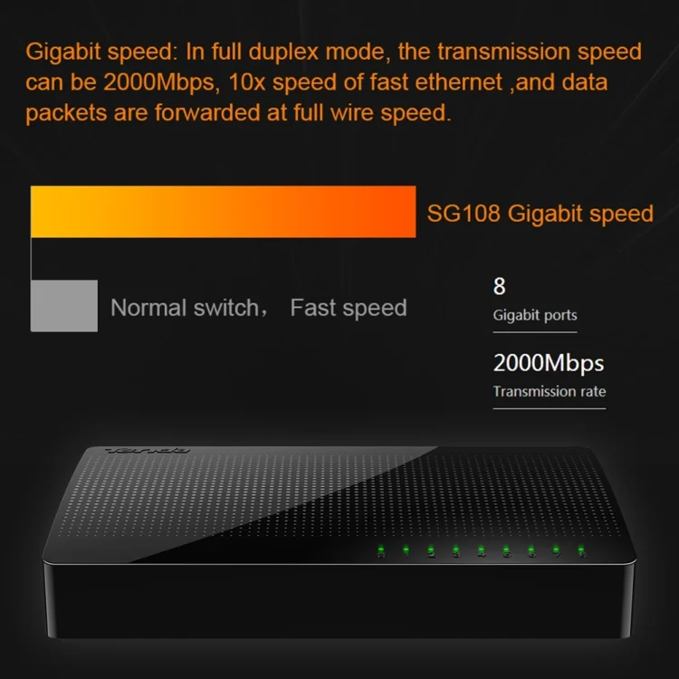 TBD06039837_B12.webp Tenda SG108 100/1000M Desktop Network Switch 8 Port Gigabit Desktop Switch Ethernet Switch LAN Hub - Image 13