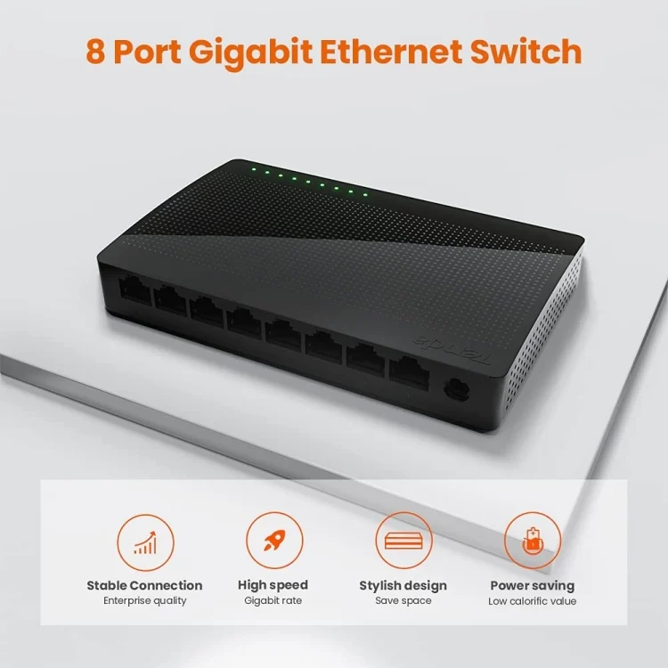 TBD06039837_B2.webp Tenda SG108 100/1000M Desktop Network Switch 8 Port Gigabit Desktop Switch Ethernet Switch LAN Hub - Image 3