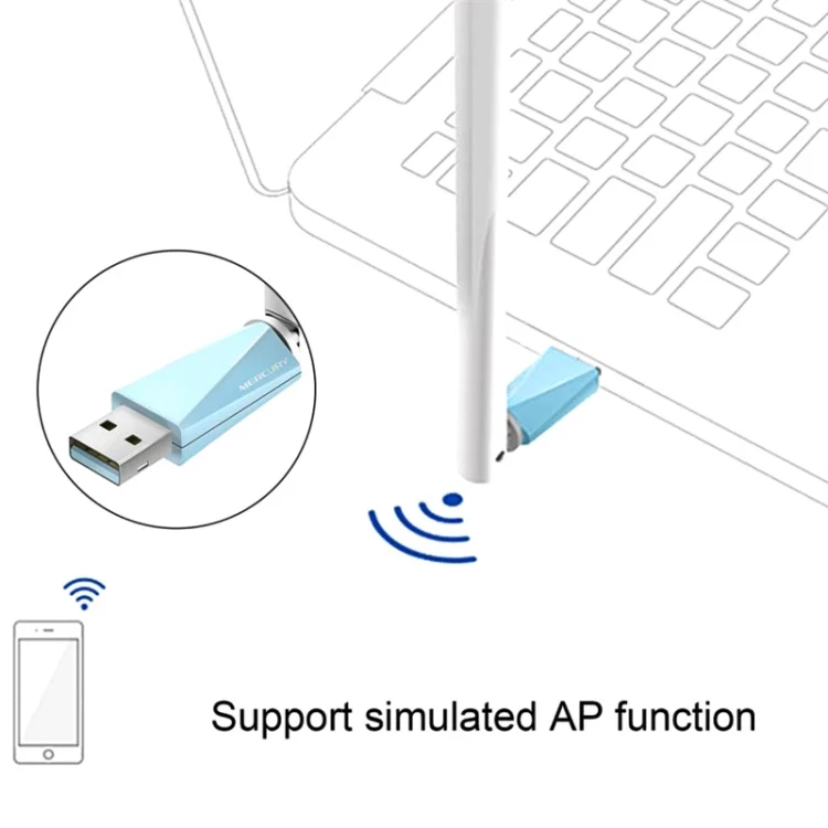 TBD06039921_2.webp MERCURY MW150UH Mini USB Wireless Network Card Desktop Computer Laptop Wifi Receiver - Image 3