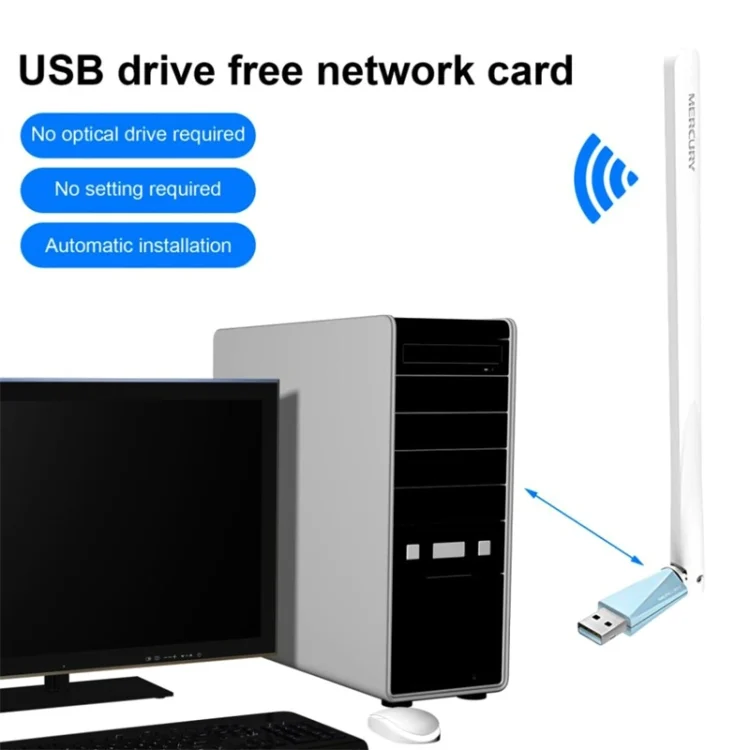 TBD06039921_5.webp MERCURY MW150UH Mini USB Wireless Network Card Desktop Computer Laptop Wifi Receiver - Image 6