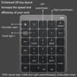KN-980 28 Keys Portable Wireless Digital Quiet Keypad Computer External Digital Password Keypad - Image 8