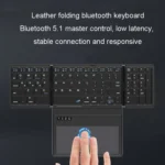 Leather Wireless Bluetooth Keyboard With Touch-Pad Multi-System External Portable Universal Keypad - Image 4