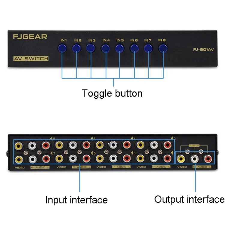TBD06040774_4.webp FJGEAR FJ-801AV Audio Video Switcher 8 In 1 Out CVBS Switcher - Image 5