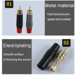 Pure Copper Soldered RCA Male Audio/Video Plug Assembled With AV Lotus Connector - Image 4