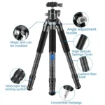 Carbon Fiber Portable Folding Tripod SLR Camera Low Gravity Center Gimbal Photography Bracket - Image 3