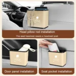 Multifunctional Car Dustbin Car Seatback Door Hanging Storage Box - Image 7