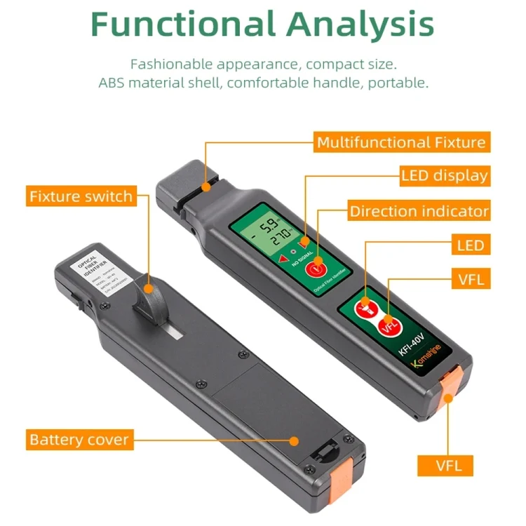 TBD06042176_B2.webp Komshine Fiber Optic Identifier Optical Cable Signal Direction Identifier With VFL Red Light 10mW - Image 3