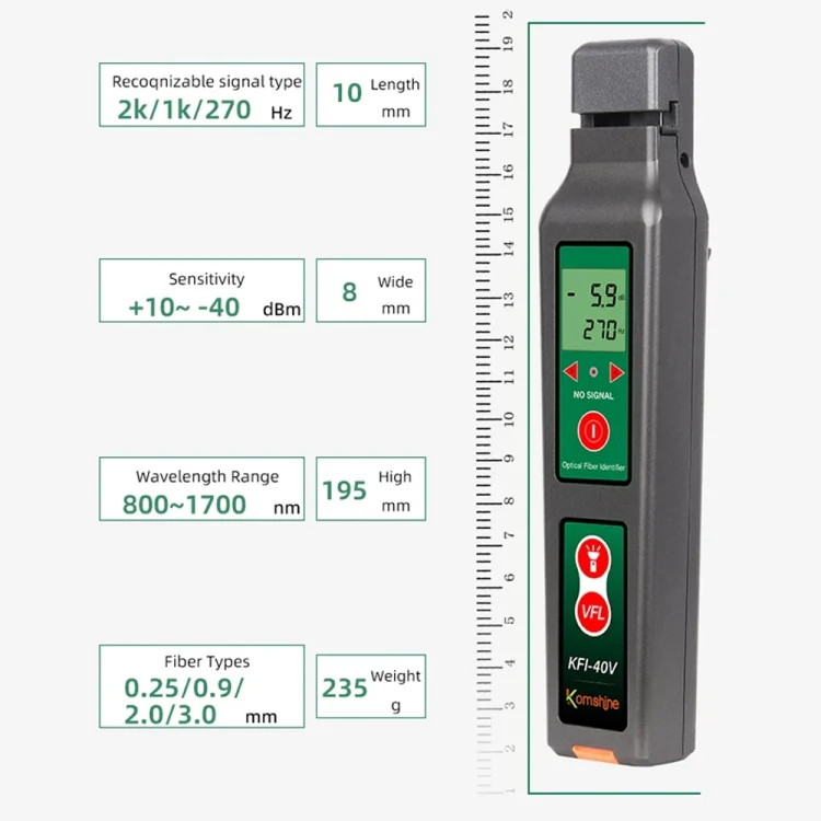 TBD06042176_B3.webp Komshine Fiber Optic Identifier Optical Cable Signal Direction Identifier With VFL Red Light 10mW - Image 4