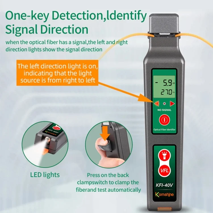 TBD06042176_B4.webp Komshine Fiber Optic Identifier Optical Cable Signal Direction Identifier With VFL Red Light 10mW - Image 5